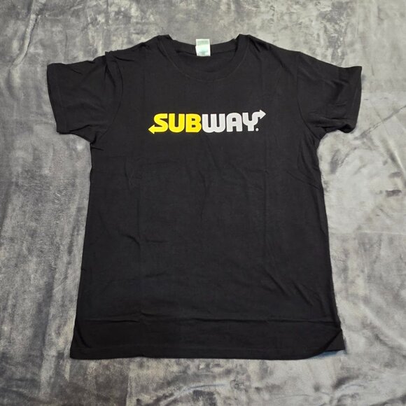 Subway Shirt Mens Large Black Graphic Logo Short Sleeve Crewneck Advertising - Picture 1 of 9